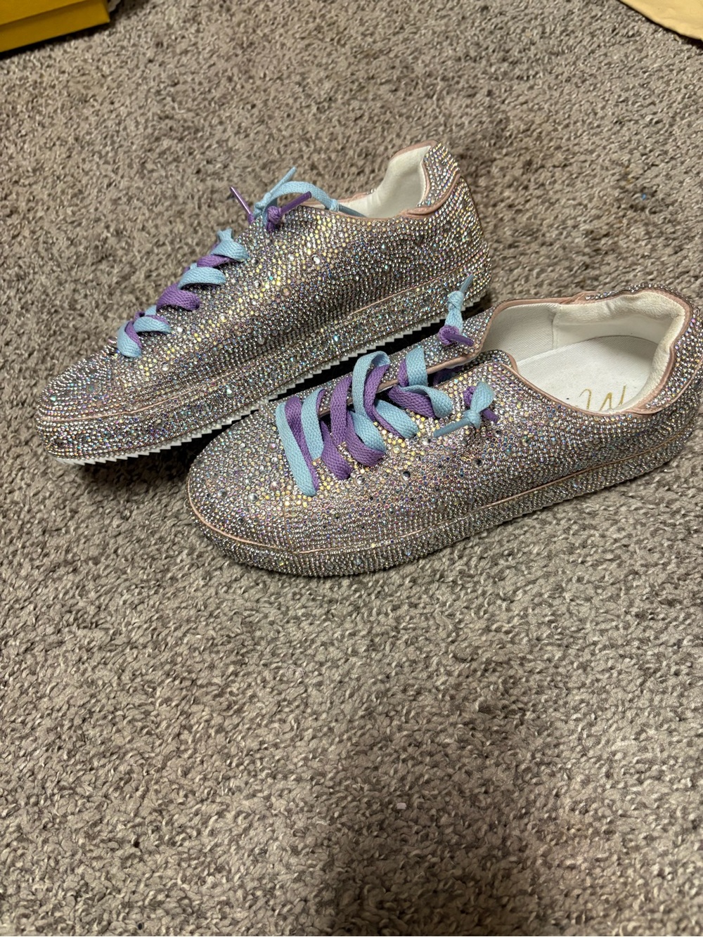 Matisse Iridescent Crystal Sneakers with Purple and Light Blue Laces